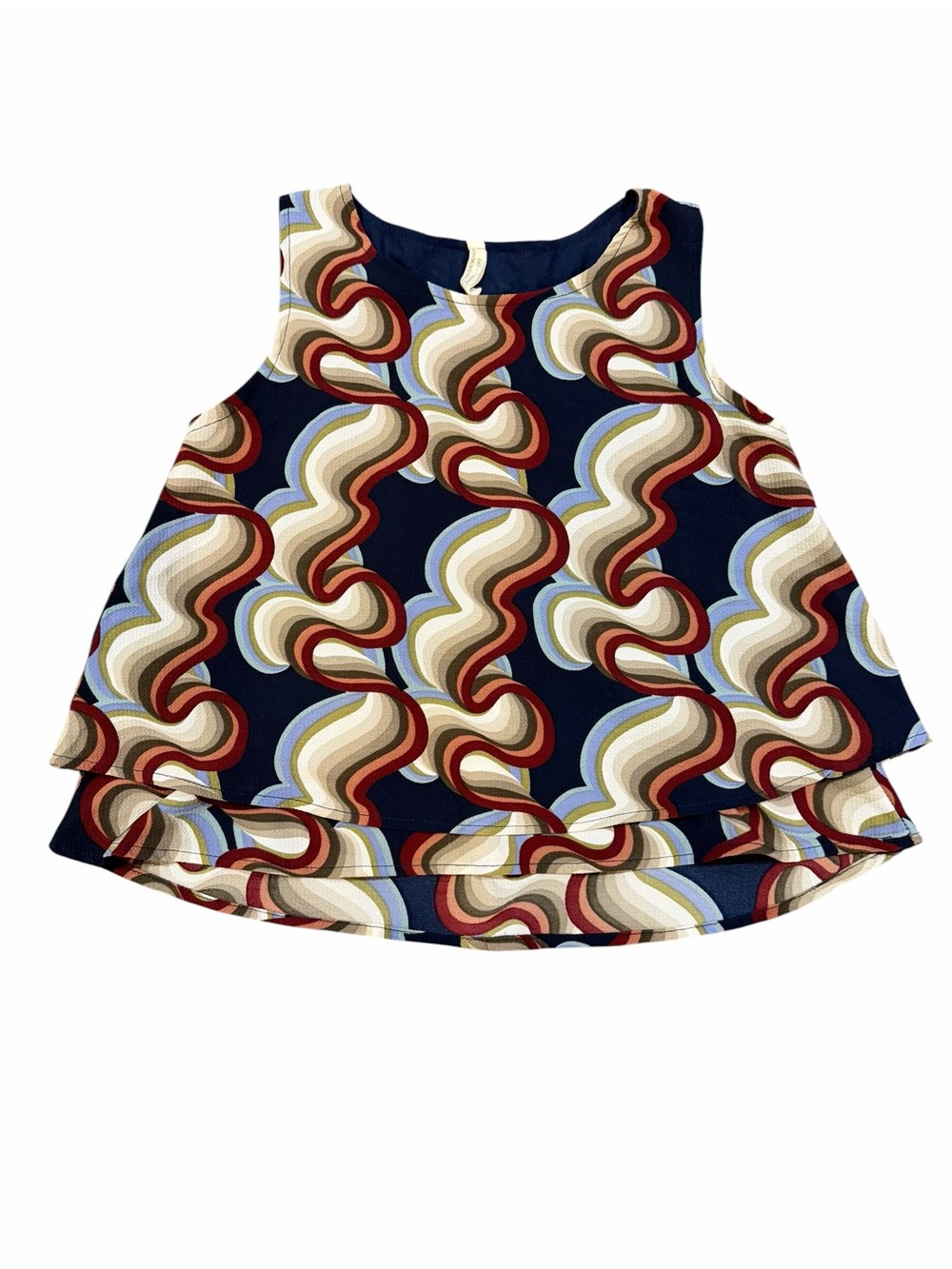 B+ Vestry Retro Mod Print Bow Back Layered Top Girls L | Womens XS